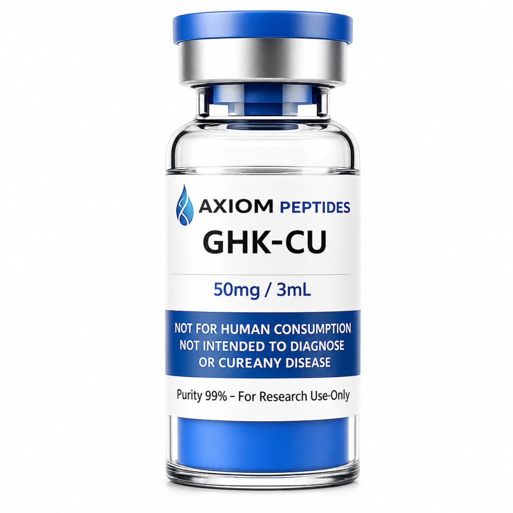 Peptides GHK-CU vial on a white background